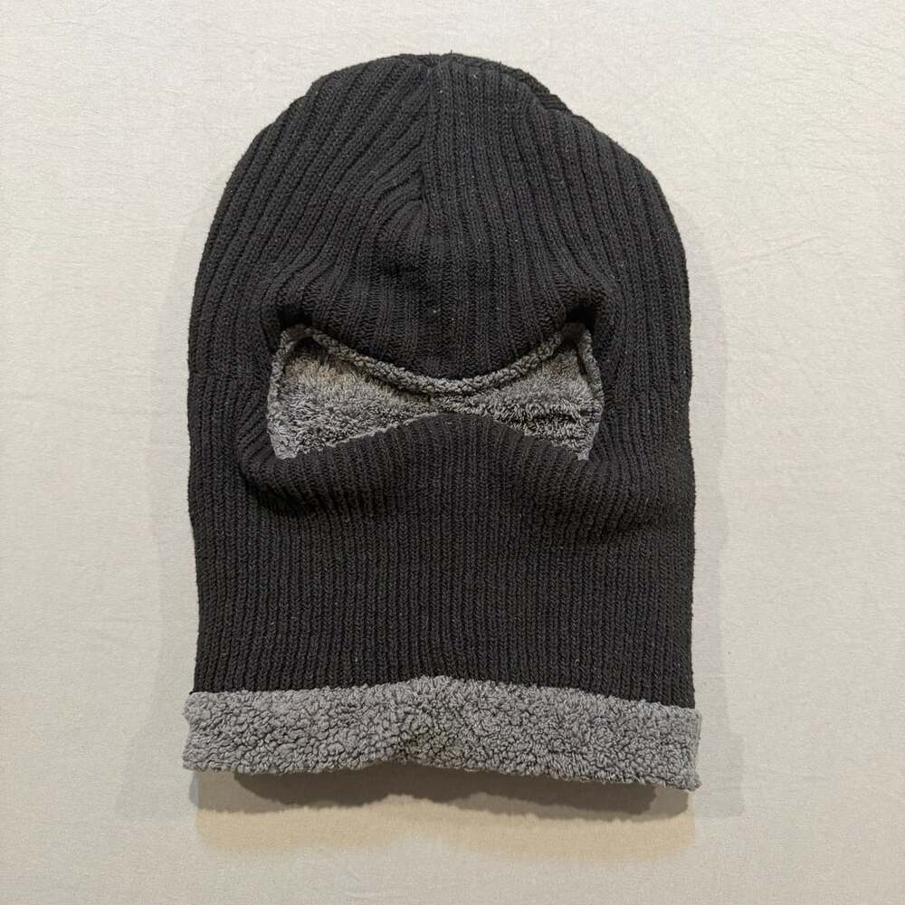 Winter Knitted Full Face Mask Balaclava with Fleece Lining Black